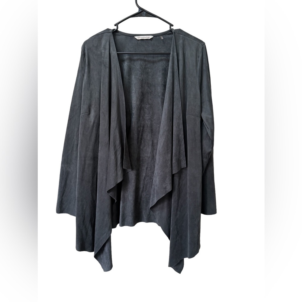 Soft Surroundings Grey Cascading Front Open Suede… - image 1